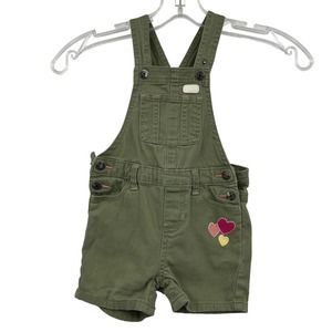 Lee Army Green Shortall 3 Colored Hearts‎ Snap Leg Closure Girls 2t